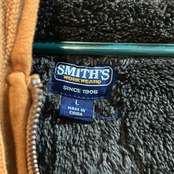 Smiths Workwear Mens Sherpa Bonded Thermal Knit Zip Hoodie Jacket Large Brown - Picture 4 of 7